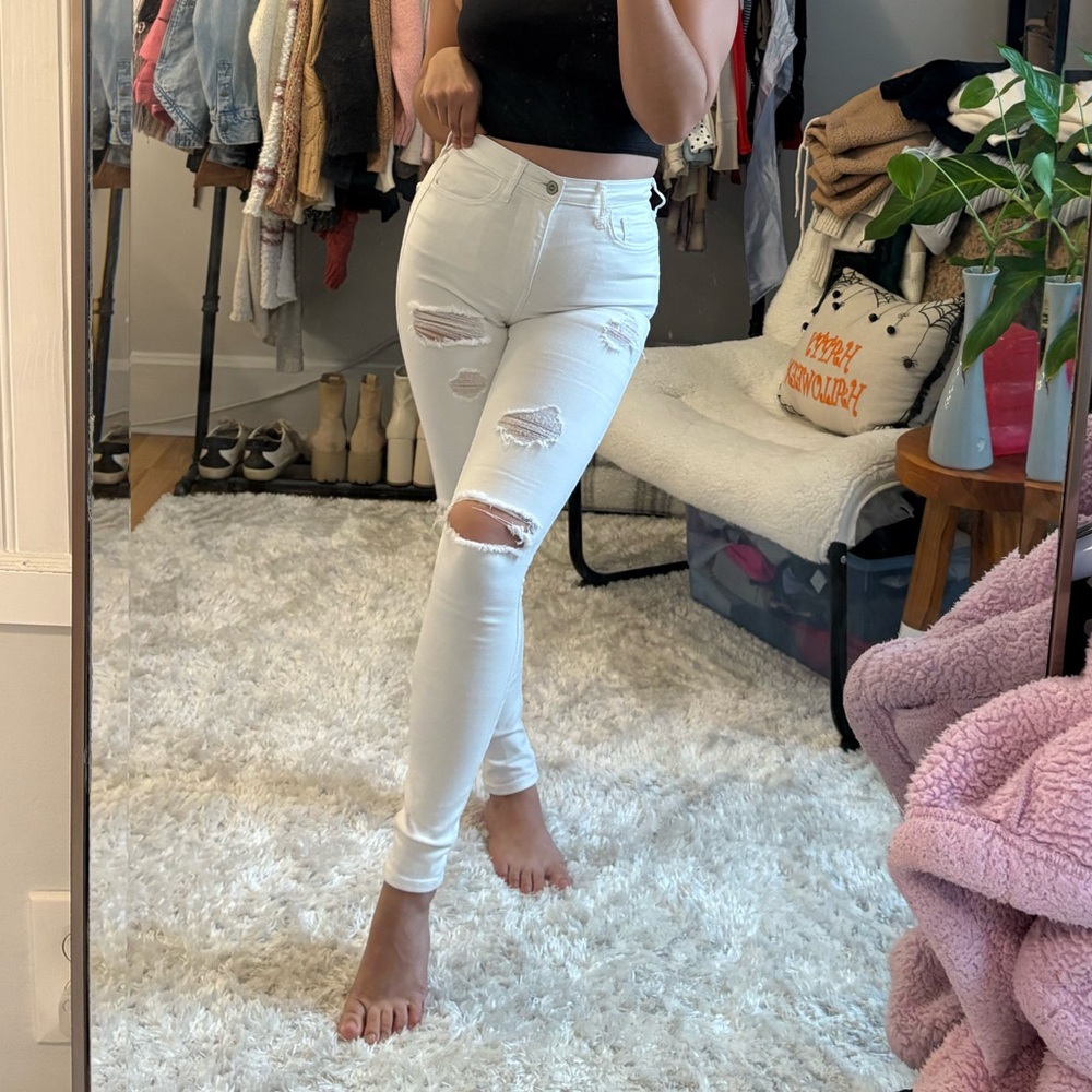 Hollister White High-Rise Skinny Jeans